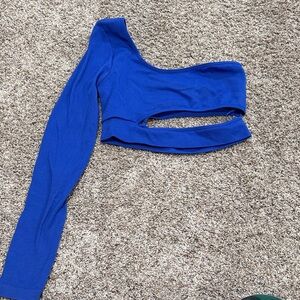 Garage Blue One-Shoulder Crop Top